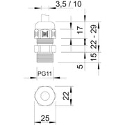 OBO Bettermann - Kabelverschraubung V-TEC L PG11 SGR − 50 Stück