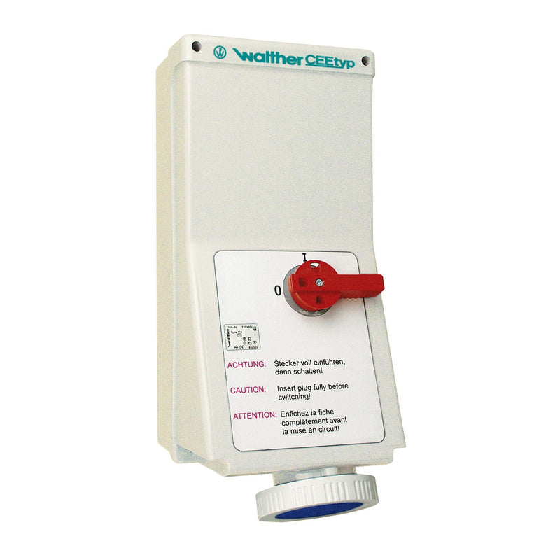Walther Werke - CEE-Steckdose abschaltbar, abgesichert (IEC 60309) Wandsteckdose 63A AJ169306 3P 230V 6h IP67