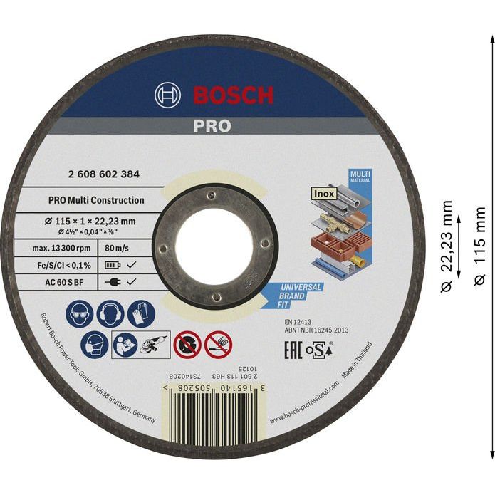 Bosch - Trenn-/Schleifscheibe PRO Multi Material 2608602384 Trennscheibe 115 x 1 − 25 Stück
