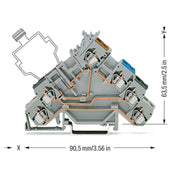 WAGO - Initiator/Aktor-Reihenklemme 4-Leiter-Initiatorenklemme 280-588 − 50 Stück