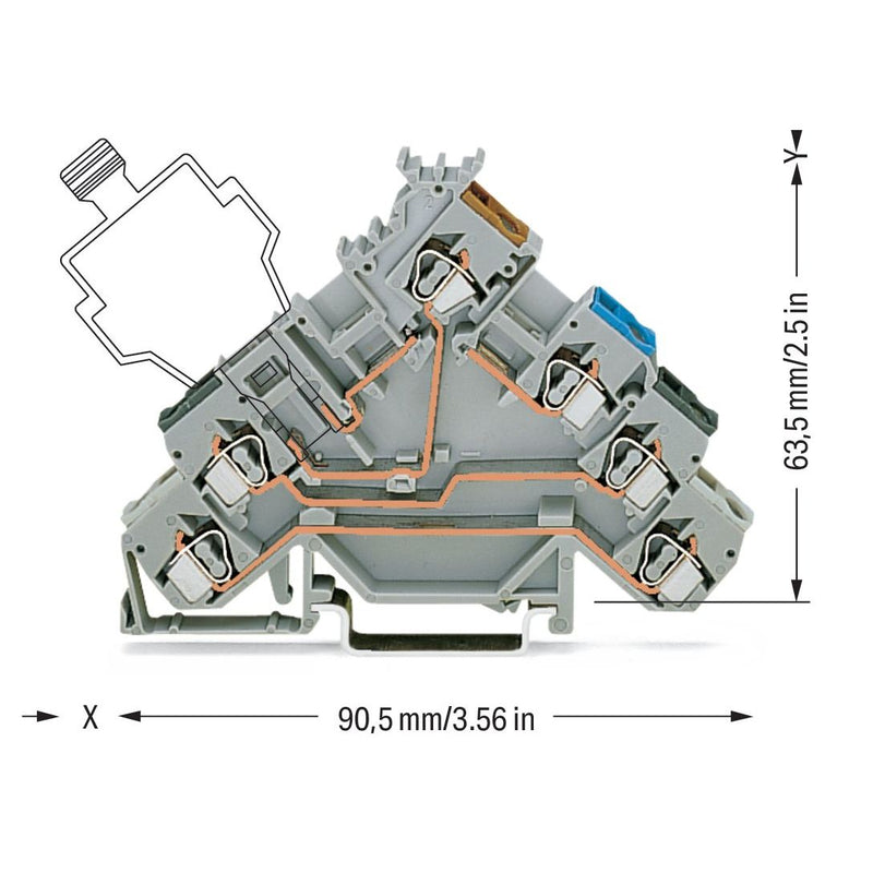 WAGO - Initiator/Aktor-Reihenklemme 4-Leiter-Initiatorenklemme 280-588 − 50 Stück