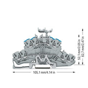 WAGO - Schutzleiter-Reihenklemme 4-Leiter-Doppelstockklemme 2002-2448 2,5mm²,grau − 50 Stück