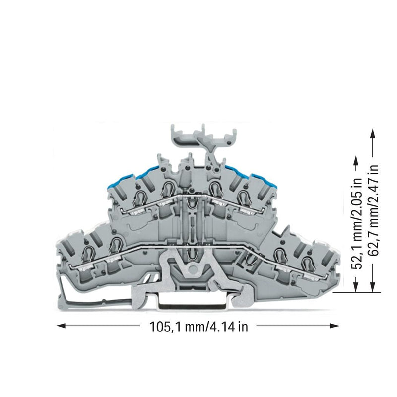 WAGO - Schutzleiter-Reihenklemme 4-Leiter-Doppelstockklemme 2002-2448 2,5mm²,grau − 50 Stück