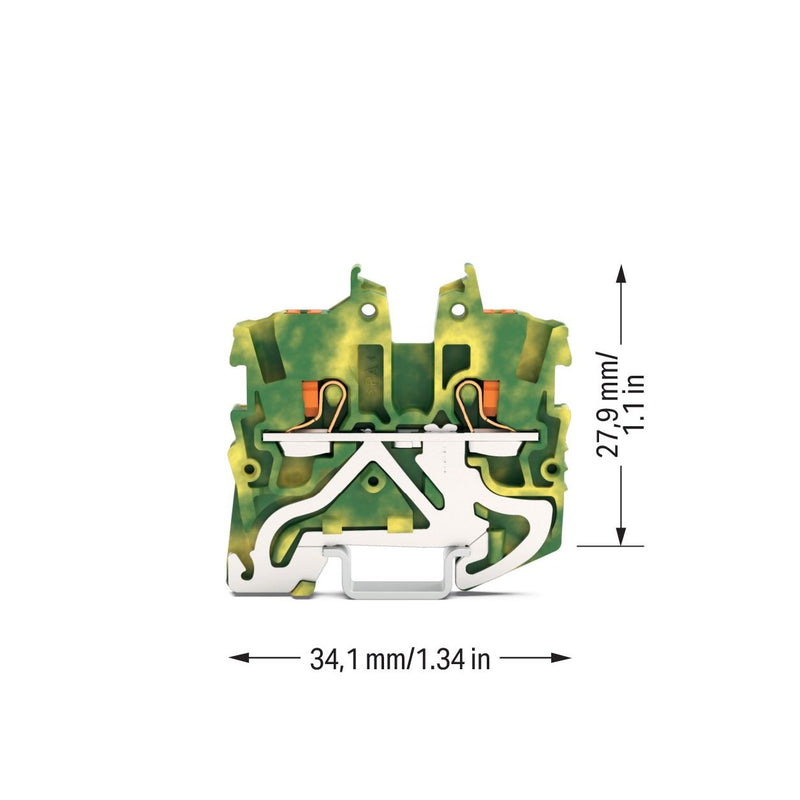 WAGO - Schutzleiter-Reihenklemme Mini-Schutzleiter 2250-1207 1 qmm, gn-ge − 100 Stück