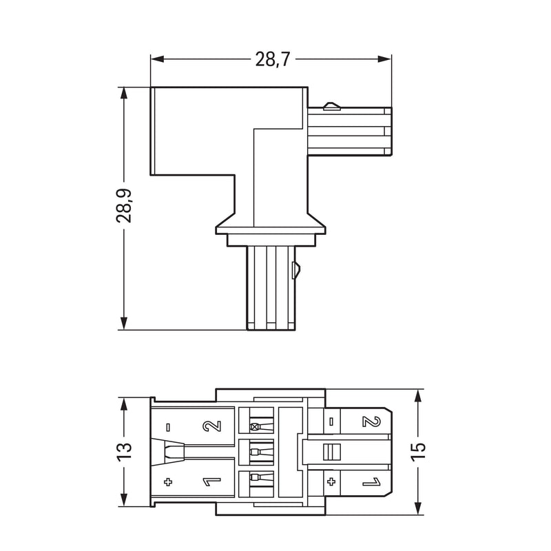 WAGO - Kompaktverteiler für steckbare Gebäudeinstallation T-Verteiler 2-polig 893-1656 1 Einganglichtgrau − 25 Stück