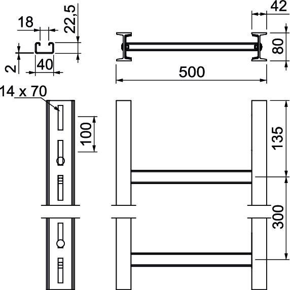 OBO Bettermann - Kabelleiter Steigeleiter SLS80C40F 50 FT − 3 Meter