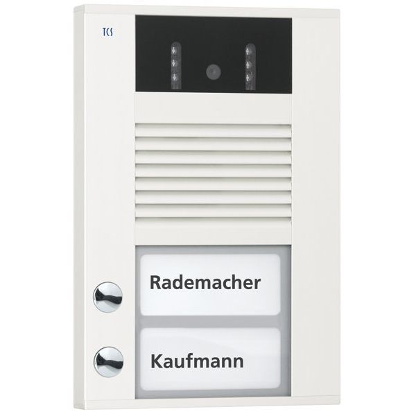 TCS Tür Control - Türstation für Türkommunikation Video color Außenstation AVD14023-0018 2Tast 1reih.AP ws