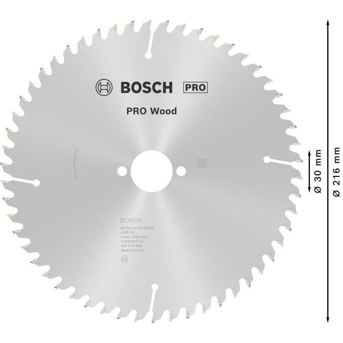 Bosch - Kreissägeblatt PRO Wood Kreissägeblatt, 2608838411 216 x 2,6 x 30 mm
