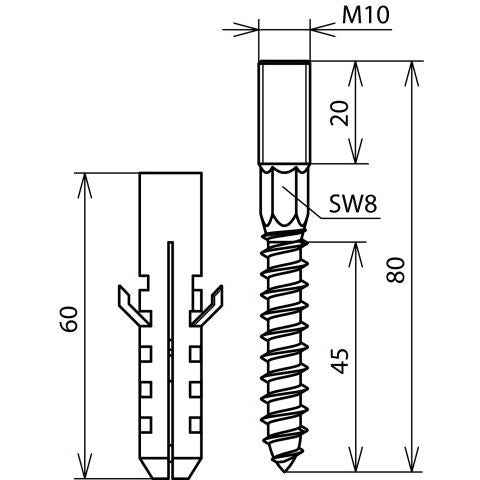 DEHN - Zubehör/Ersatzteile für Erdung und Blitzschutz Befestigungsset BFS M10X20 PAS V2A M10x20mm