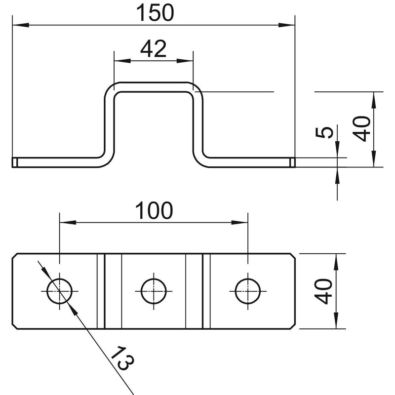 OBO Bettermann - Verbinder für Stiel/Profilschiene Omegabügel GMS 3 O 4141 A2 150x45x40x4mm − 10 Stück