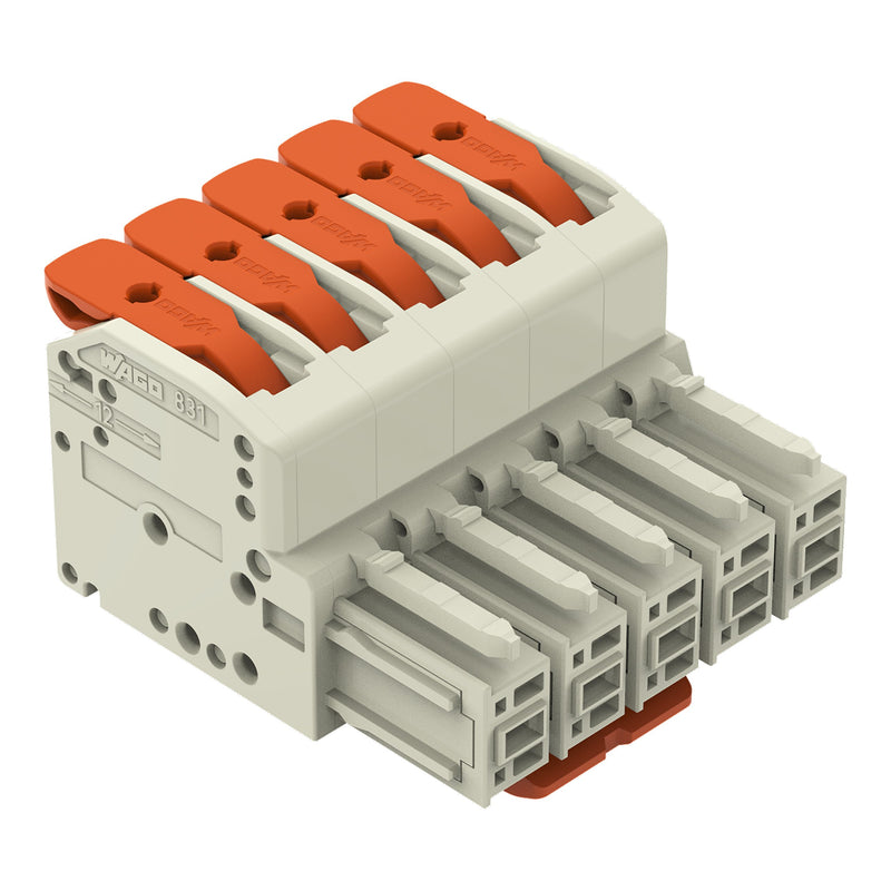 WAGO GmbH & Co. KG - Ein- und mehrpolige Klemmenleiste 1-Leiter-Federleiste 831-1105/322-000 Push-inCAGECLAMP,lgr − 12 Stück