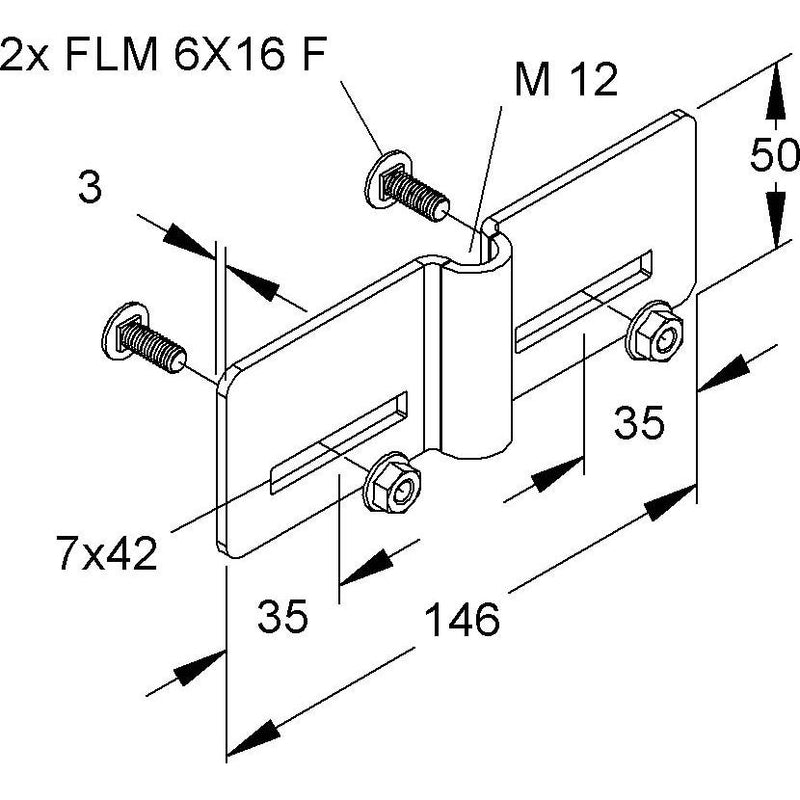 Niedax - Montageplatte für Kabeltragsystem Aufnahmebügel RGAB 12 F