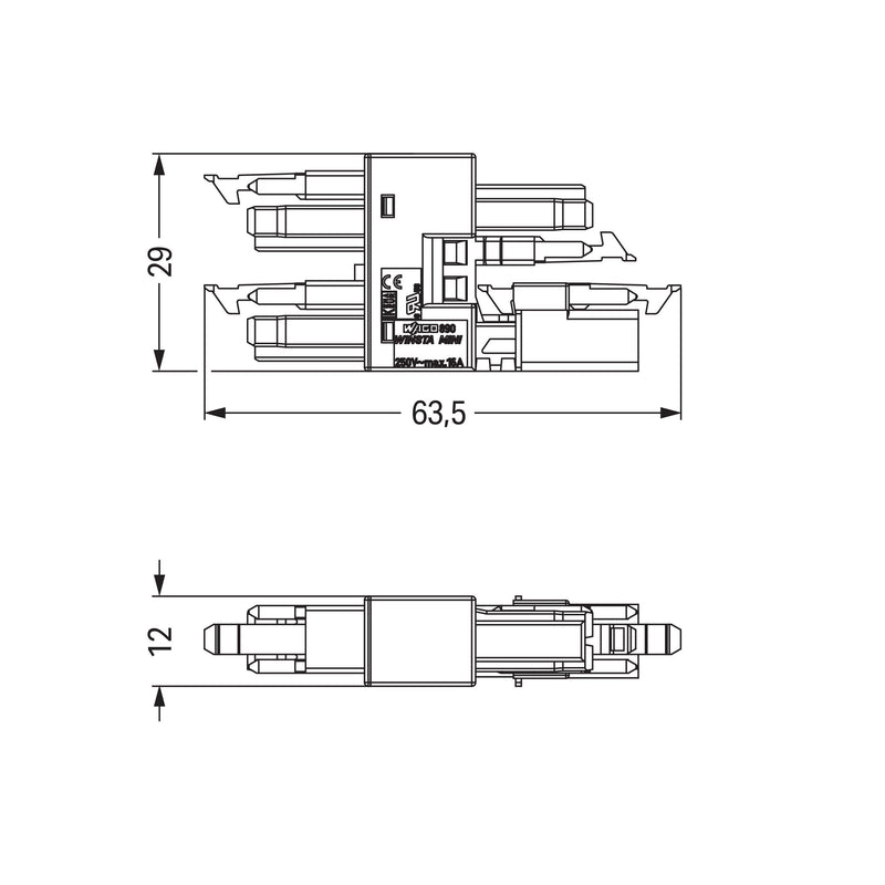 WAGO - Kompaktverteiler für steckbare Gebäudeinstallation 3-fach-Verteiler 2-polig 890-1904 Kod. I,blau − 50 Stück