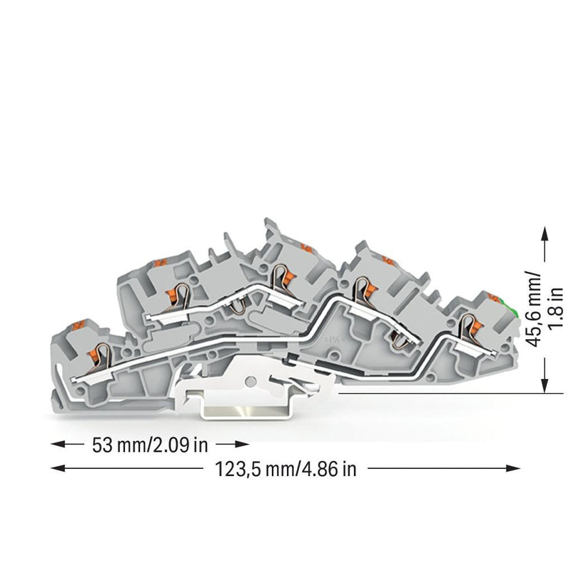WAGO - Installations-Etagenklemme Installationsetagenklemme 2205-7645 4 mm² mit Drücker − 50 Stück