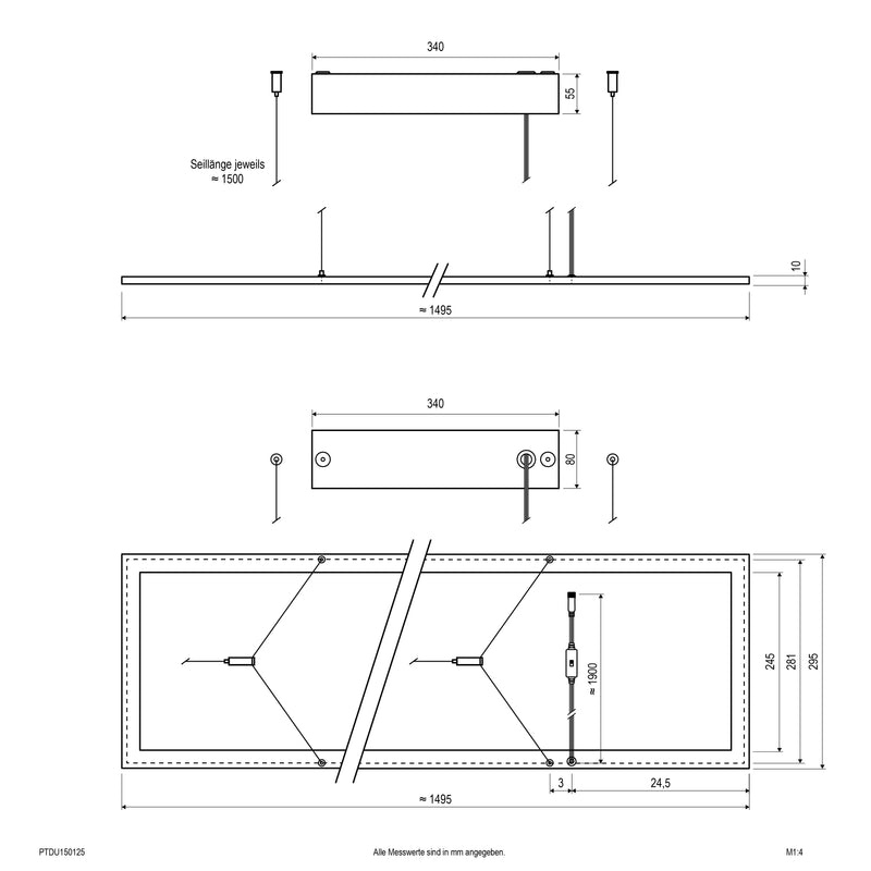 EVN Lichttechnik - Decken-/Wandleuchte LED-Pendelleuchte PTDU150125 MC