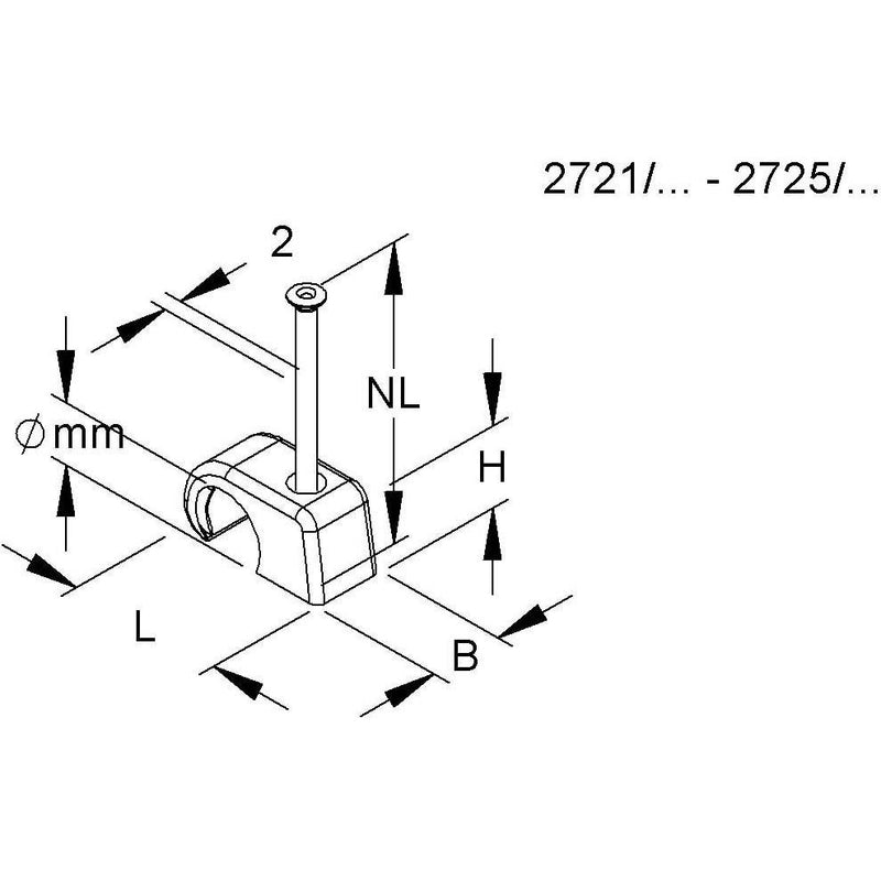 HKL - Nagelschelle (für Kabel) BI-Krallenschelle gr 2723/25 − 100 Stück