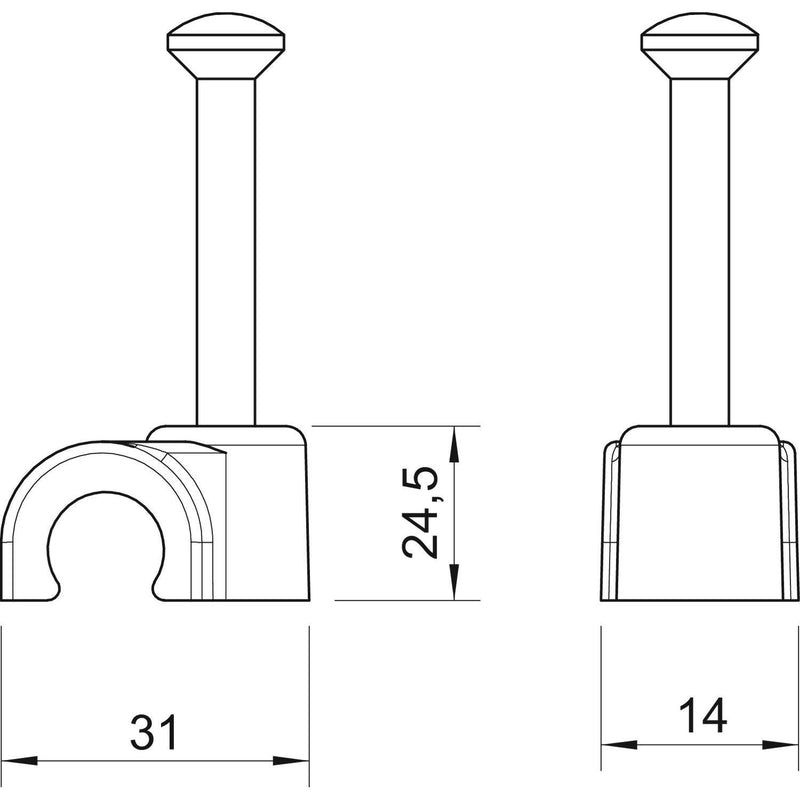 OBO Bettermann - Nagelschelle (für Kabel) Iso-Nagel-Clip 2020 40 LGR 20mm − 25 Stück