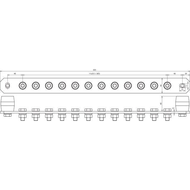 DEHN - Potentialausgleich-Schiene Potentialausgleichschiene PAS I 12AP M10 V2A o. Abdeckung NIRO