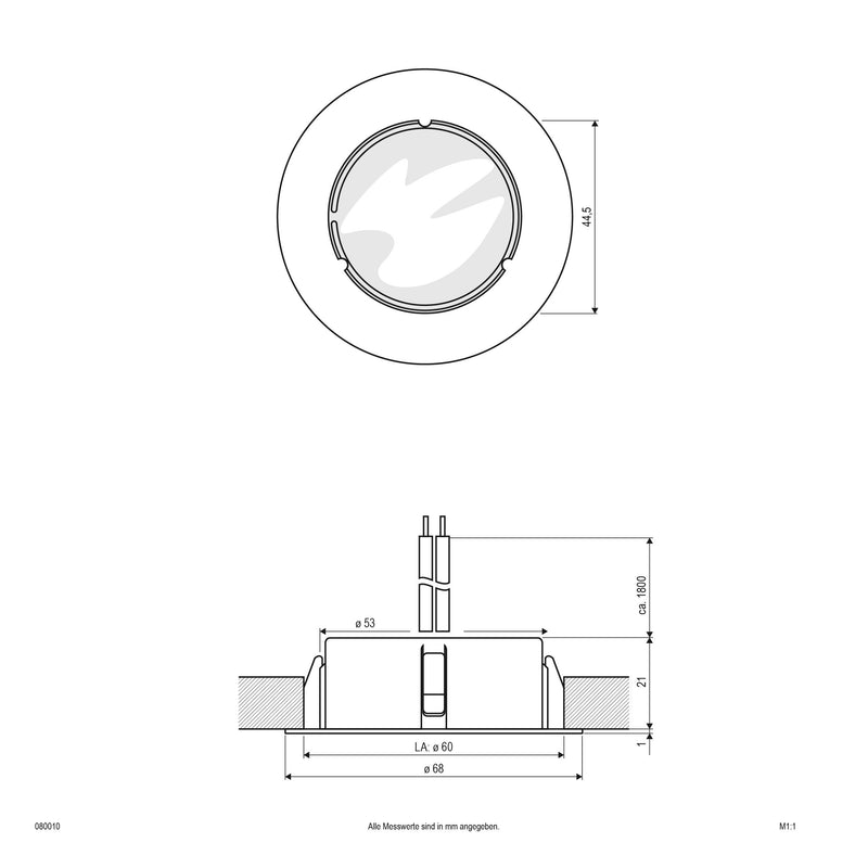 EVN Lichttechnik - Downlight/Strahler/Flutlicht NV-Möbeleinbauleuchte 080 010 eds G4 20W
