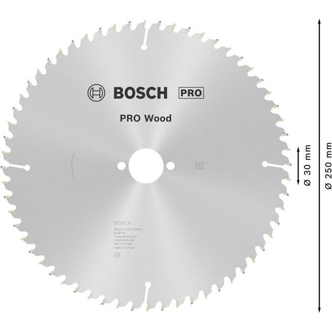 Bosch - Kreissägeblatt PRO Wood Kreissägeblatt, 2608640665 250 x 3,2 x 30 mm