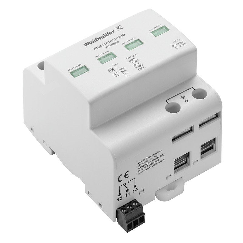 Weidmüller - Überspannungsableiter für Energietechnik/Stromversorgung Überspannungsableiter VPUACI2R275/25LCFMB Leckstromfrei