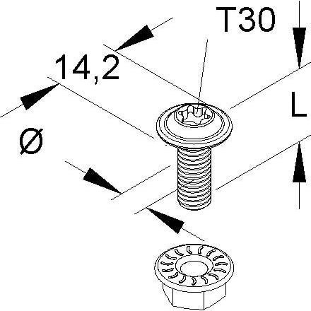 Niedax - Maschinenschraube/Bolzen Linsenkopfschraube M6 LFM 6X16-TX V Länge 16mm − 50 Stück
