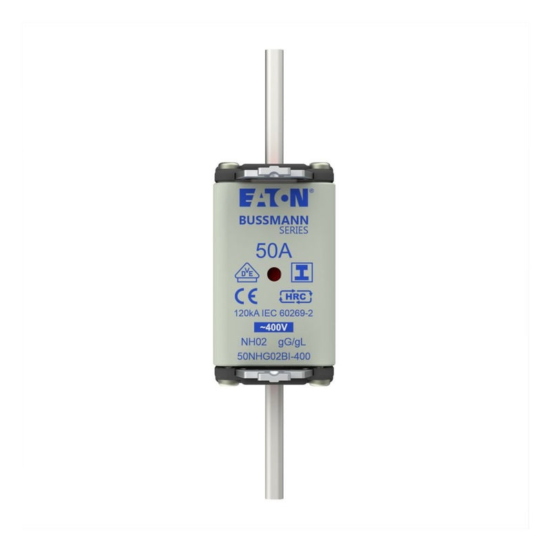 Eaton - Messersicherung Sicherungseinsatz Nieders. 50NHG02BI-400 50A AC 400V 120kA − 3 Stück