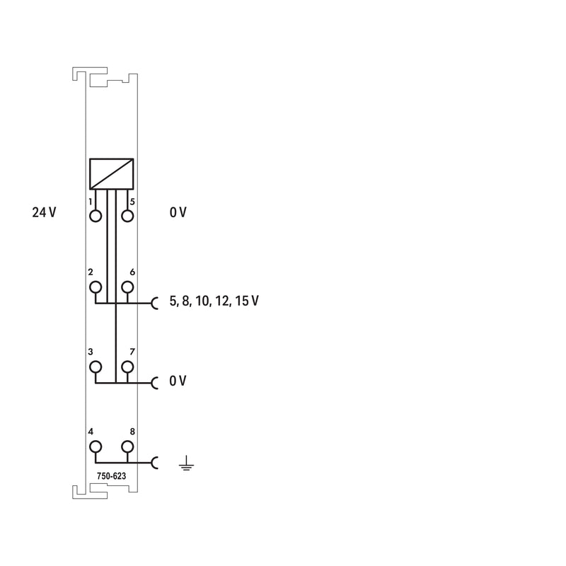 WAGO - Feldbus, Dez. Peripherie - Einspeise- und Segmentmodul Potentialeinspeisung 750-623 24V/5V-15V DC