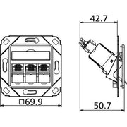 Metz Connect - Kommunikationsanschlussdose Kupfer Anschlussdose C6Amodul Upk TN C6Amod-3UPk-180rw 3Port 180 Upk,rws − 1 Stück