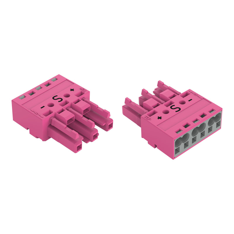 WAGO - Steckverbinder für steckbare Gebäudeinstallation Buchse 3-polig 770-283/082-000 Kod. B,pink − 100 Stück
