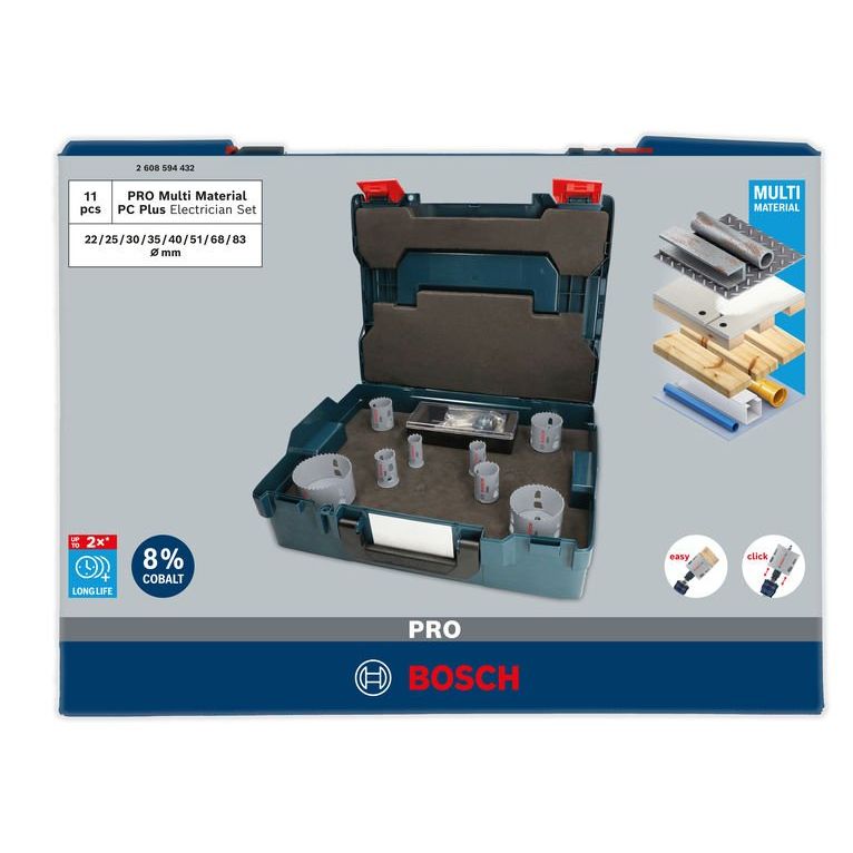 Bosch Power Tools - Werkzeugset PRO Multi Material PC Plus 2608594432VE(11) Lochsägen-Set 22-83  − 1 Packung