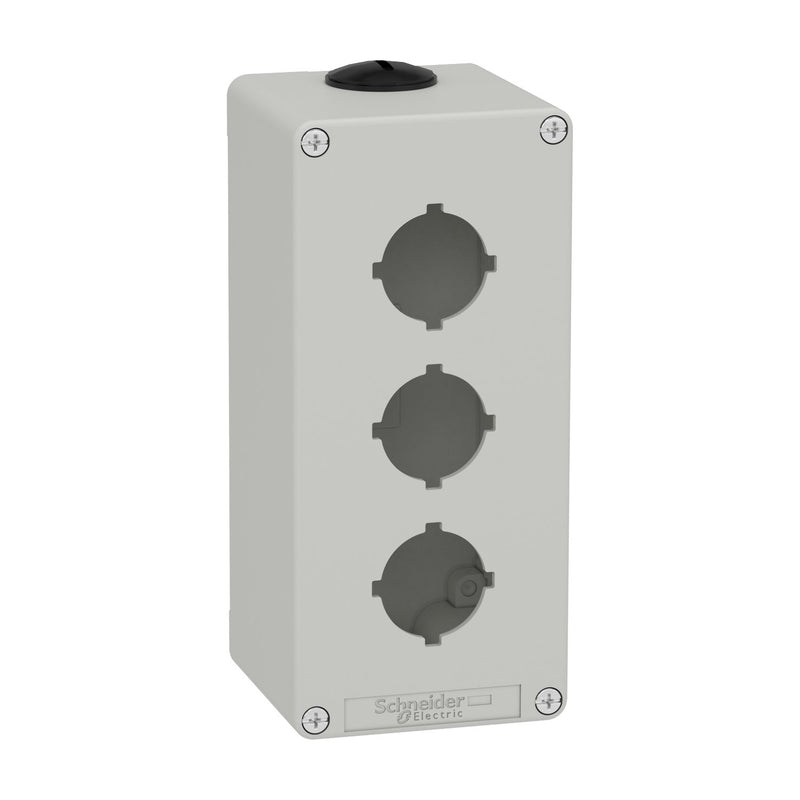 Schneider Electric - Gehäuse für Befehls- und Meldegeräte Leergehäuse XAP, Metall XAPD3603 grau, für 3x30mm