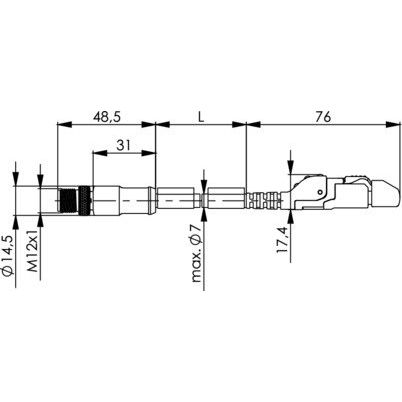 Telegärtner - Konfektionierte Leitung für steckbare Gebäudeinstallation STX M12x1-RJ45 VL 100017289 D-kod. Cat.5