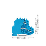 WAGO - Durchgangs-Reihenklemme Doppelstockklemme 2002-2204/099-000 Abschlussplatte,blau − 50 Stück