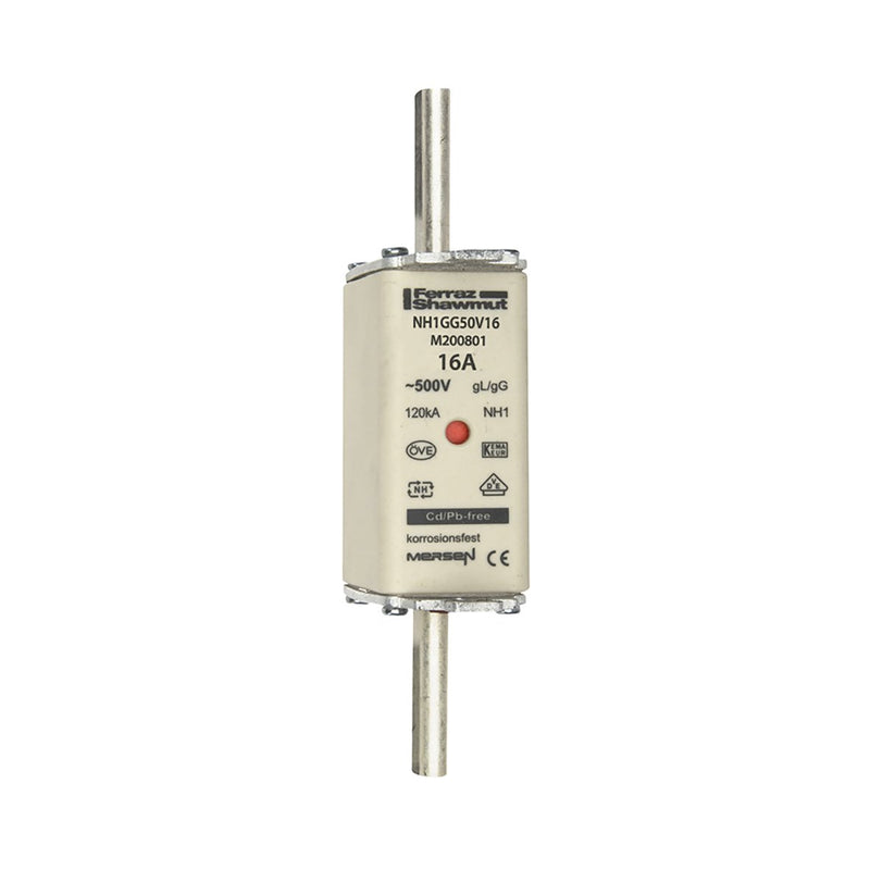 Mersen - Messersicherung NH-Sicherungseinsatz SF NH1GG50V16 Gr.1 gG 16A/500V KM − 3 Stück