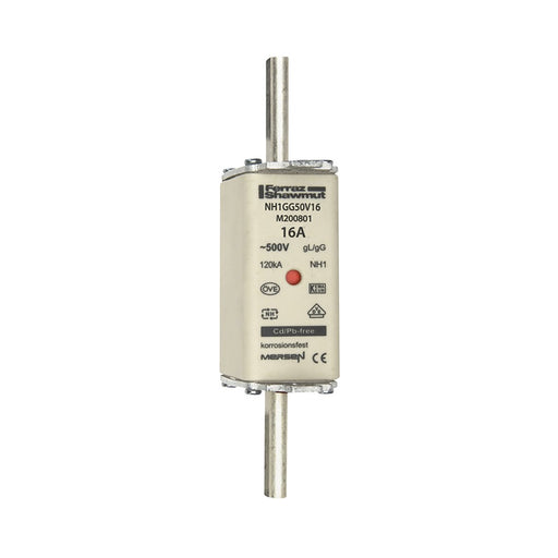 Mersen - Messersicherung NH-Sicherungseinsatz SF NH1GG50V16 Gr.1 gG 16A/500V KM − 3 Stück