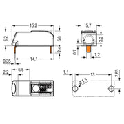 WAGO - Ein- und mehrpolige Klemmenleiste THR-Leiterplattenklemme 2061-1601/998-404 Drücker,1,5 mm²,weiß − 5760 Stück