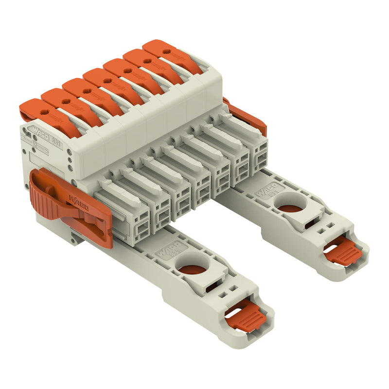 WAGO GmbH & Co. KG - Ein- und mehrpolige Klemmenleiste 1-Leiter-Federleiste 8311107038000300000 PushinCAGECLAMP,lgr − 6 Stück