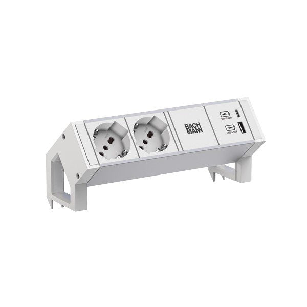 Bachmann - Multi-Tischsteckdose Steckdosenleiste 937.427 DESK2 ALU WHITE