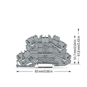WAGO - Durchgangs-Reihenklemme Doppelstockklemme 2002-2601 grau − 50 Stück