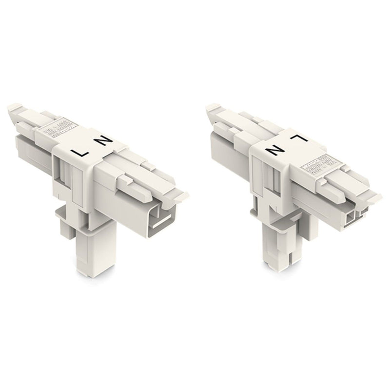 WAGO - Kompaktverteiler für steckbare Gebäudeinstallation T-Verteiler 2-polig 890-1656 Kod. A,weiß − 25 Stück