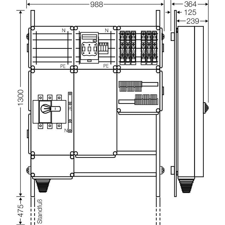 Hensel - Verteilerschrank für Energieversorgung Ladeverteiler Mi EV 11kW 6001 f.6 Ladep. a 11kW