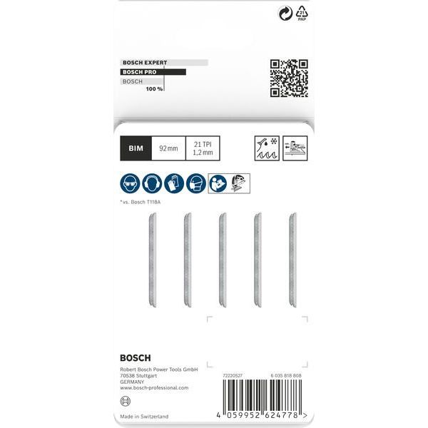 Bosch - Stichsägeblatt PRO Metal medium T121AFC 2608655106VE(5) Stichsägeblatt 92 mm
