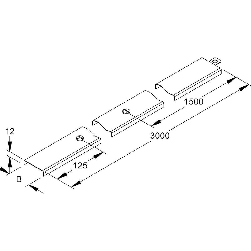 Niedax - Deckel für Kabeltragsystem Kabelrinnendeckel RDV 75 − 3 Meter