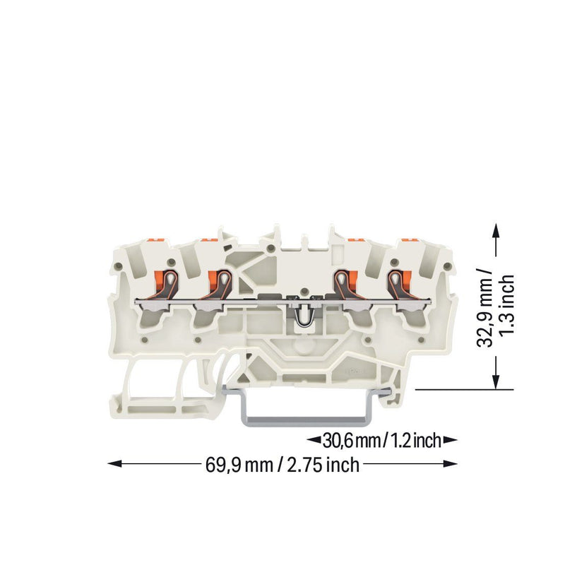 WAGO - Durchgangs-Reihenklemme 4-Leiter-Durchgangsklemme 2201-1409 1,5 mm²,lichtgrau − 100 Stück