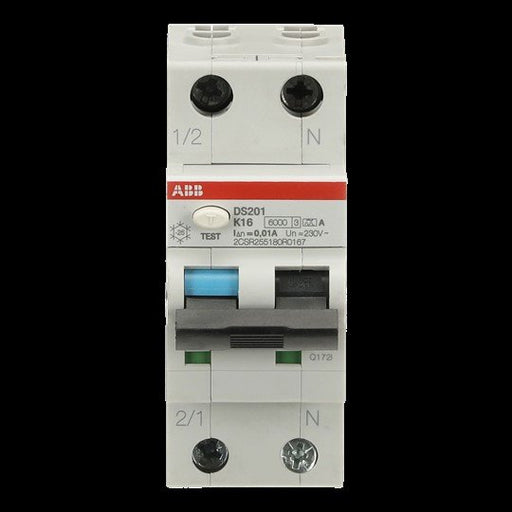 ABB Stotz S&J - Kombination FI-Schalter/Leitungsschutzschalter FI/LS-Schalter DS201A-K16/0,01 6kA, 1p+N
