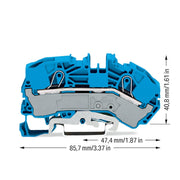 WAGO - Durchgangs-Reihenklemme Ersatzeinspeiseklemme 2016-7614 16 mm²,12 mm,blau − 20 Stück