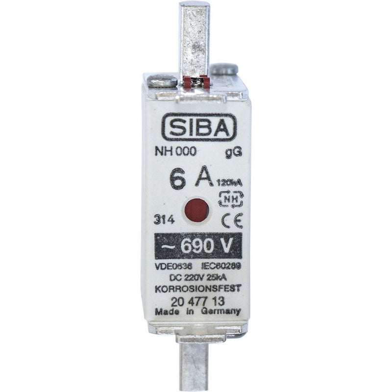 Siba - Messersicherung NH-Sicherungseinsatz 2047713.20 20A NH00 gG 690V − 3 Stück