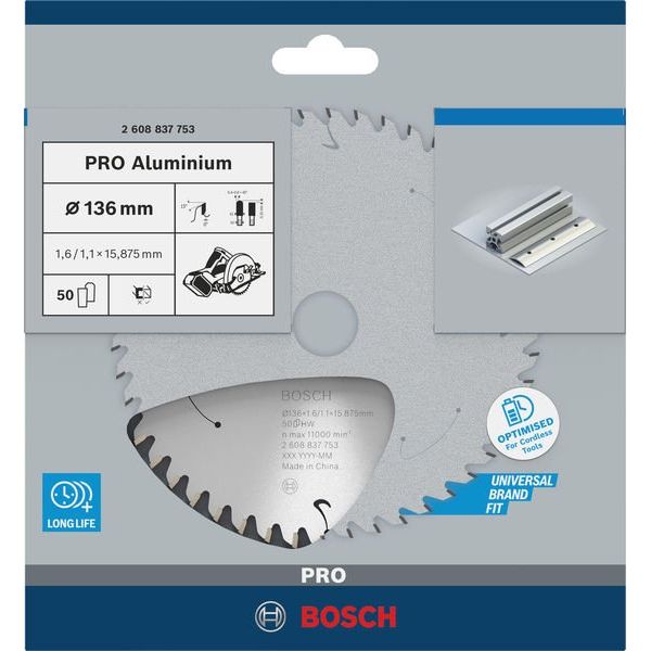 Bosch - Kreissägeblatt PRO Aluminium cordless 2608837753 Kreissägeblatt 136 x