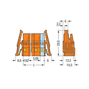 WAGO - Kabelsteckverbinder für Leiterplattensteckverbinder 1-Leiter-Federleiste 231-704/037-000 CAGECLAMP,2,5mm²,or − 50 Stück